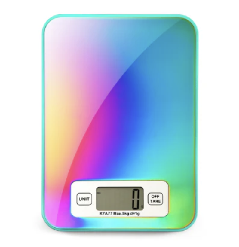 Beiang Food Scale, Titanium Coated Rainbow Digital Kitchen Scale Measures in Grams and Ounces