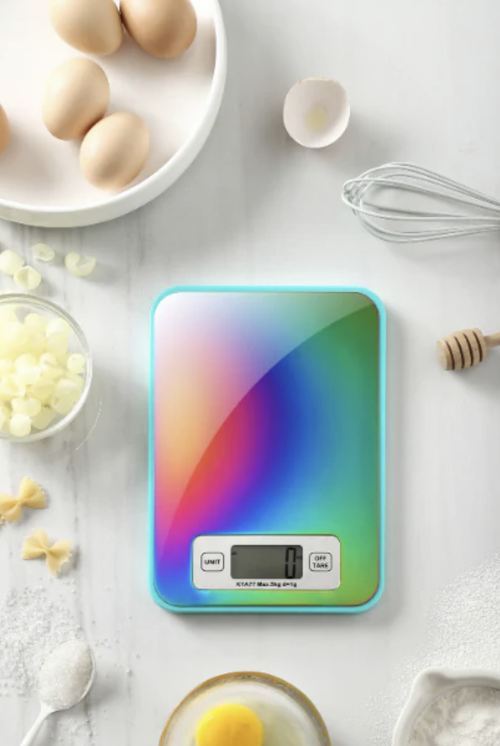 Beiang Food Scale, Titanium Coated Rainbow Digital Kitchen Scale Measures in Grams and Ounces