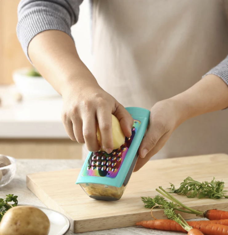 Graters for Beiang Kitchen, Cheese Box Grater with Removable Containers, Stainless Steel Hand-held Grater Set